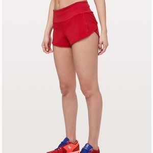 Lululemon red speed up short size 8